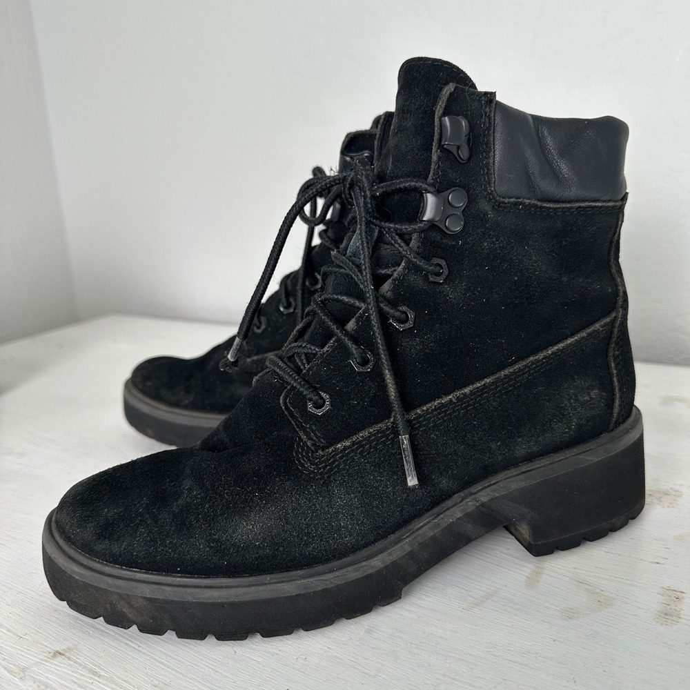 Timberland Boots Womens 8.5 Courmayeur Valley Black Suede Lace Up A1U5X